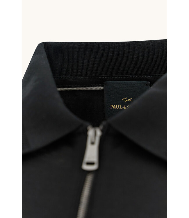 Paul & Shark Polo met Rits Kraag-sluiting, Korte Mouw, Katoen, Uni Zwart