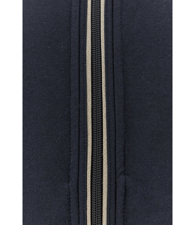 Paul & Shark Sweat Vest met Rits, X-Soft Katoen, Donkerblauw, Beige Accenten