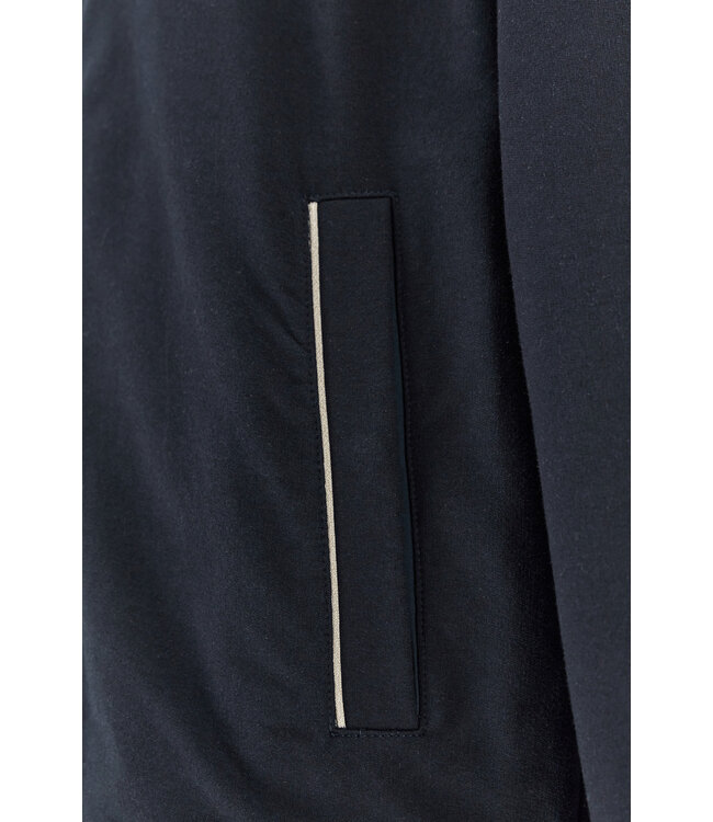 Paul & Shark Sweat Vest met Rits, X-Soft Katoen, Donkerblauw, Beige Accenten