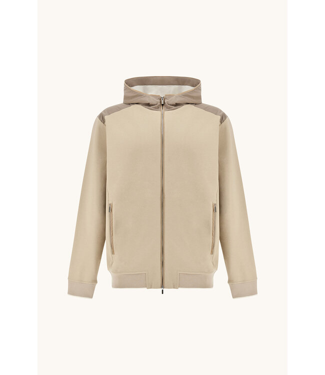 Paul & Shark Vest met Rits, X-Soft, Viscose, Typhoon Platinum, Alcantara Details, Beige