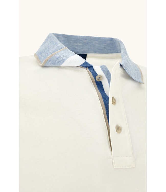 Paul & Shark Polo, Korte Mouw, Aqua Touch, Katoen, Off-White, Lichtblauwe Accenten