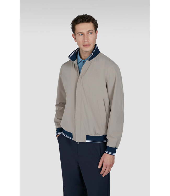 Paul & Shark Jas, Jack, Blouson Model, Taupe met Blauwe Accenten, RE 4x4 Stretch, Typhoon 20000