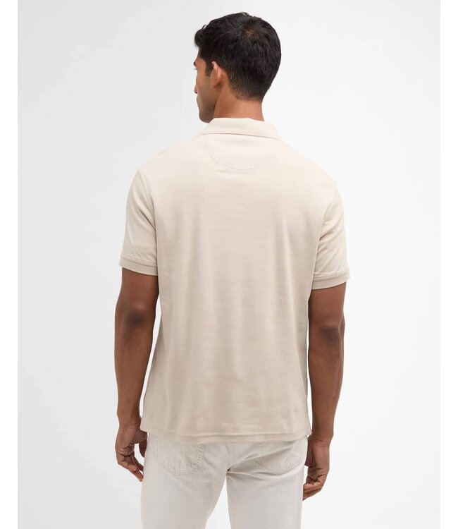 Barbour Polo, Korte Mouw, Interlock Katoen, Beige met Tartan Lining