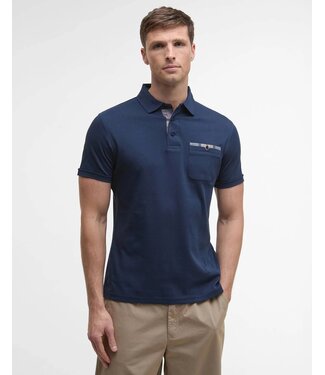 Barbour Barbour, Polo, Korte Mouw, Interlock Katoen, Donkerblauw met Tartan Accenten