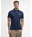 Barbour Polo, Korte Mouw, Interlock Katoen, Donkerblauw met Tartan Accenten