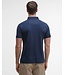 Barbour Polo, Korte Mouw, Interlock Katoen, Donkerblauw met Tartan Accenten