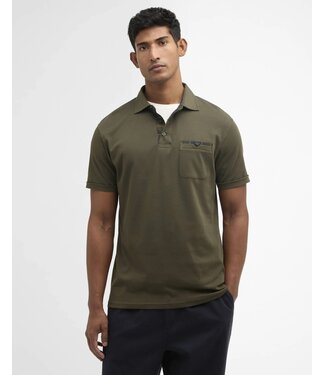 Barbour Barbour, Polo, Korte Mouw, Interlock Katoen, Olijfgroen met Tartan Accenten