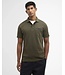 Barbour Polo, Korte Mouw, Interlock Katoen, Olijfgroen met Tartan Accenten
