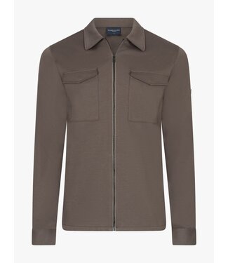 Cavallaro Napoli Cavallaro, Overshirt met Rits, Bamboe-blend, Stretch, Dark Taupe
