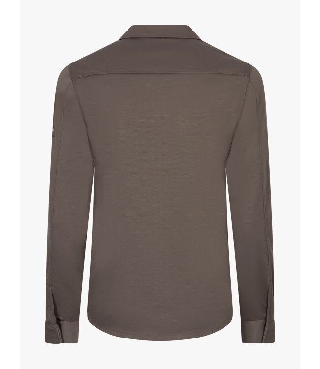 Cavallaro Napoli Overshirt met Rits, Bamboe-blend, Stretch, Dark Taupe