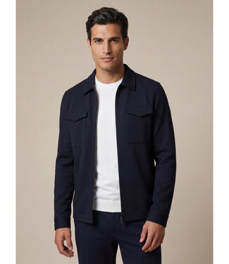 Cavallaro Napoli Cavallaro, Overshirt met Rits, Bamboe-blend, Stretch, Donkerblauw