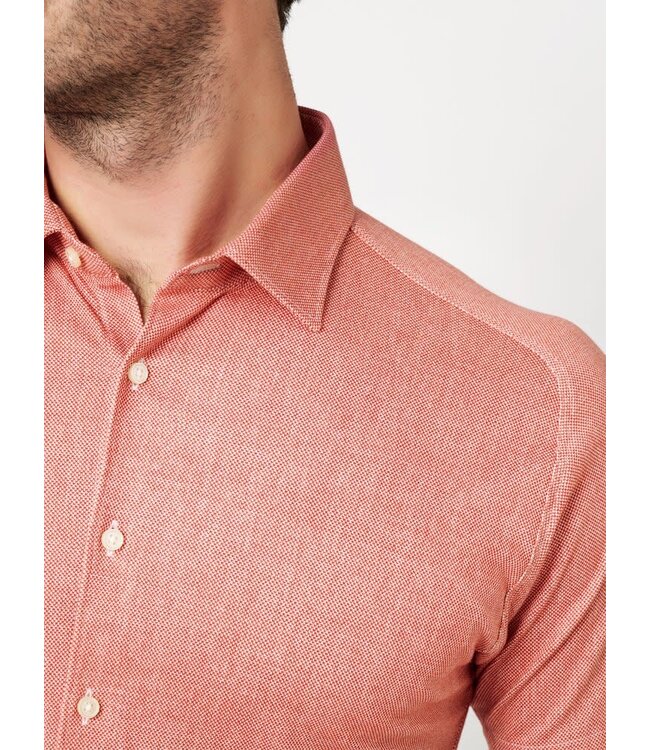 Desoto Jersey Overhemd/Shirt, Korte Mouw, Kent Kraag, Abrikoos Kleurig