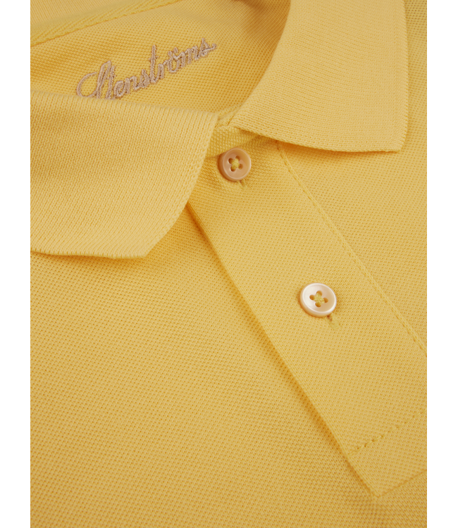 Stenstroms Polo, Korte Mouw, Pique Katoen, Geel