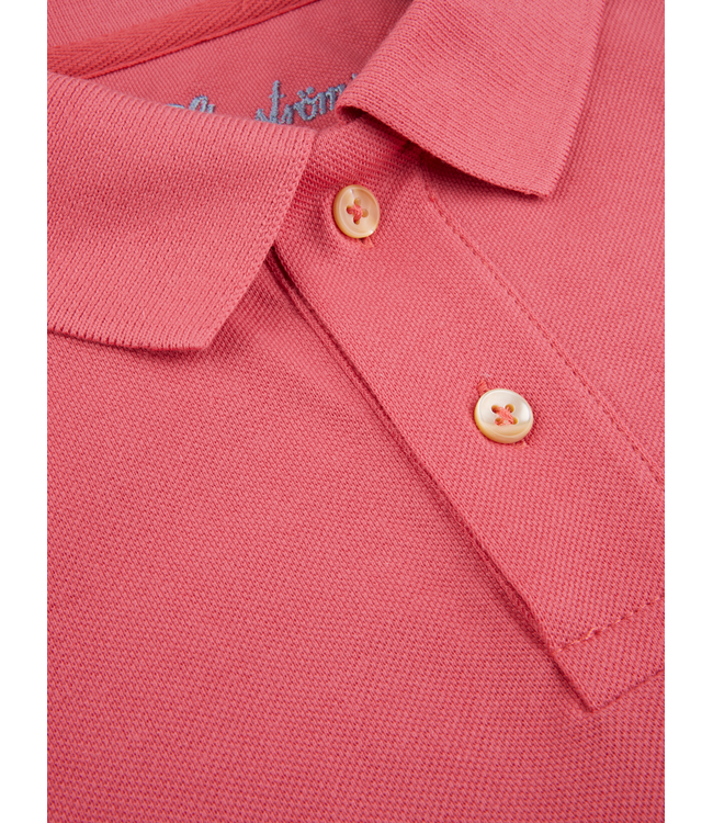 Stenstroms Polo, Korte Mouw, Pique Katoen, Cerise Rood