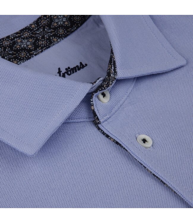 Stenstroms Polo, Korte Mouw, Katoen, Lavendelblauw met Contrast Kraag