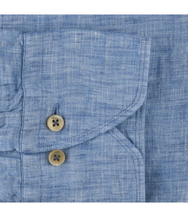 Stenstroms Overhemd, Linnen, Lange Mouw, Slimline, Lichtblauw