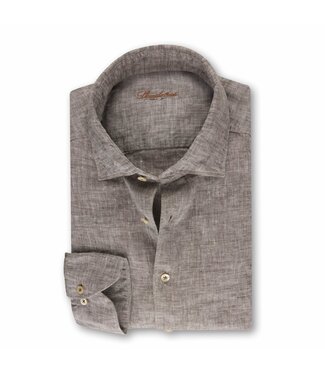 Stenstroms Stenstroms, Overhemd, Linnen, Lange Mouw, Slimline, Beige Bruin