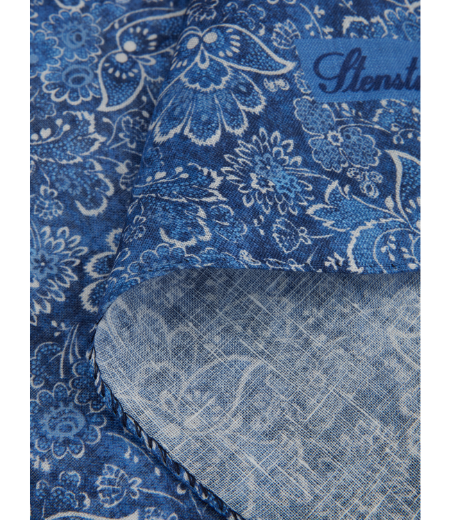 Stenstroms Bandana, Linnen, 70 x 70, Blauw met Bloem Print
