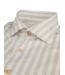 Stenstroms Casual Overhemd, Two Fold Katoen, Lange Mouw, Wit, Beige, Gestreept, Slimline