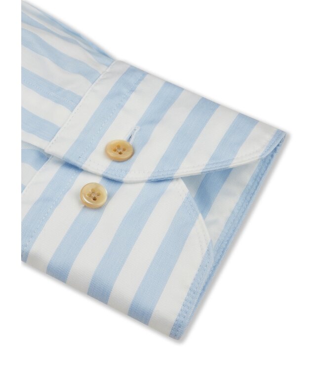 Stenstroms Casual, Overhemd, Katoen, Lange Mouw, Lichtblauw Wit, Gestreept, Fitted Body
