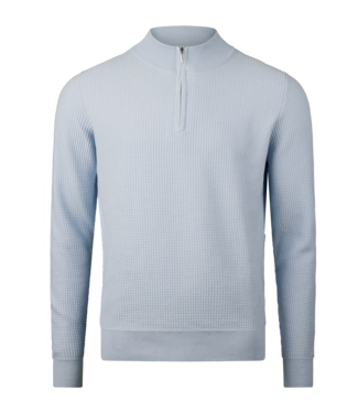 Stenstroms Stenstroms, Half-Zip Trui, Katoen, Structuur Knit, Lichtblauw