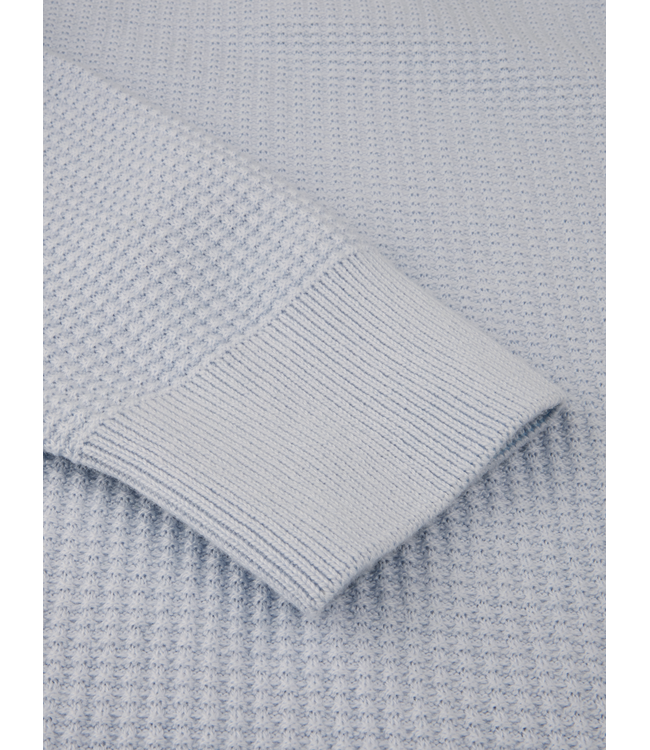 Stenstroms Half-Zip Trui, Katoen, Structuur Knit, Lichtblauw