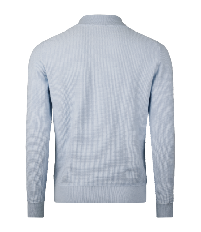 Stenstroms Half-Zip Trui, Katoen, Structuur Knit, Lichtblauw