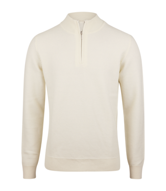 Stenstroms Stenstroms, Half-Zip Trui, Katoen, Structuur Knit, Off-White