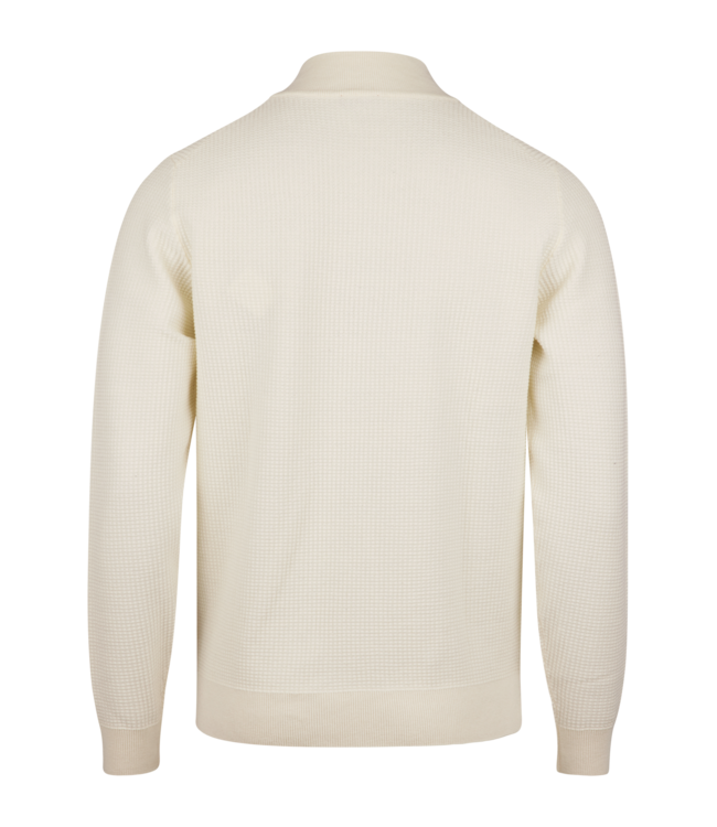 Stenstroms Half-Zip Trui, Katoen, Structuur Knit, Off-White