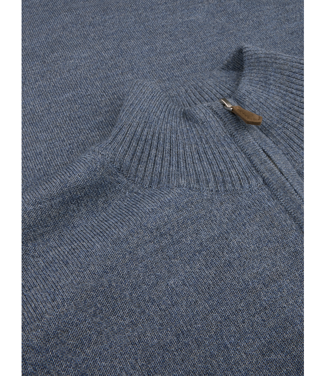 Stenstroms Half-Zip Trui, Merino Wol, Jeansblauw