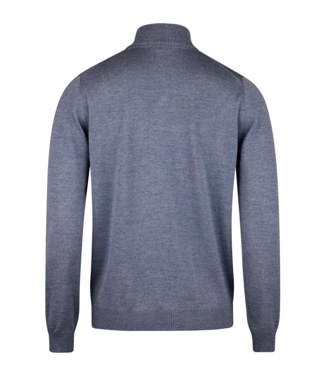 Stenstroms Half-Zip Trui, Merino Wol, Jeansblauw