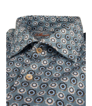 Stenstroms Stenstroms, Overhemd, Katoen, Diverse Tinten Blauw Met Bruin Patroon, Lange Mouw, Slimline