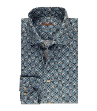 Stenstroms Stenstroms, Overhemd, Katoen, Diverse Tinten Blauw Met Bruin Patroon, Lange Mouw, Slimline