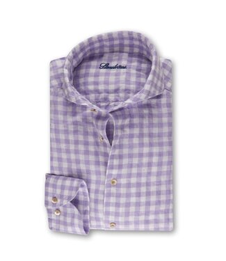 Stenstroms Stenstroms, Overhemd, Linnen, Lange Mouw, Paars, Lila Wit Geruit, Slimline