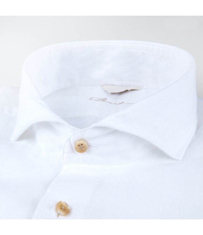 Stenstroms Overhemd, Korte Mouw, Linnen, Wit