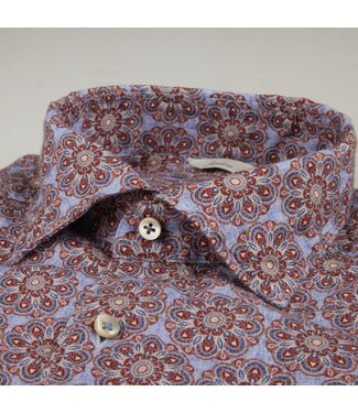 Stenstroms Stenstroms, Overhemd, Linnen, Slimline, Lichtblauw, Beige, Rood Patroon