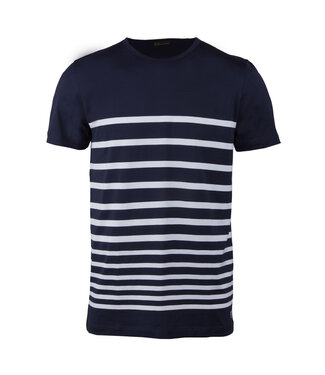 Stenstroms Stenstroms, T-Shirt,  Katoen, Korte Mouw, Blauw met Wit Gestreept
