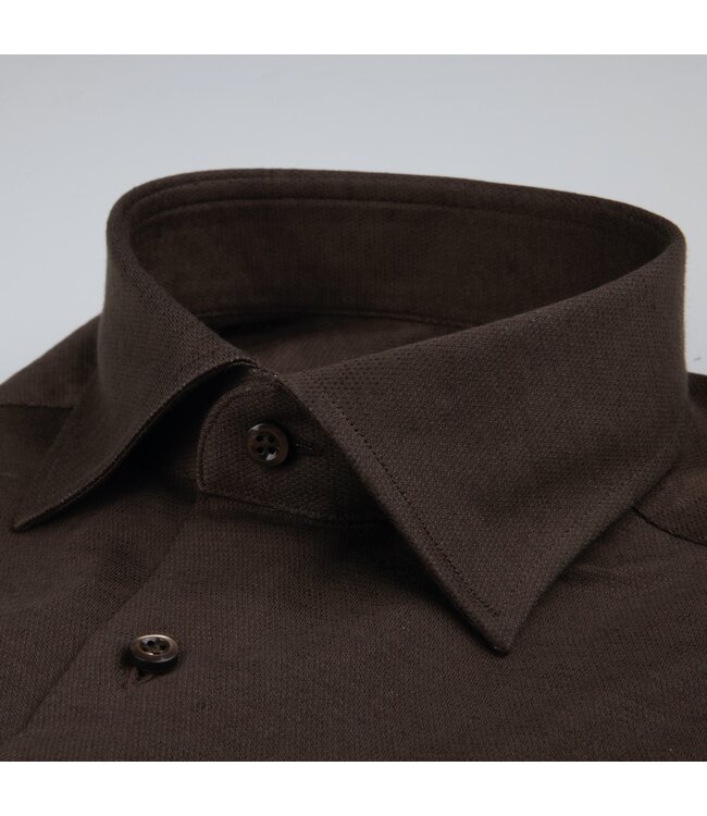 Stenstroms Overhemd, Lange Mouw, Katoen / Linnen Mix, Bruin, Slimline