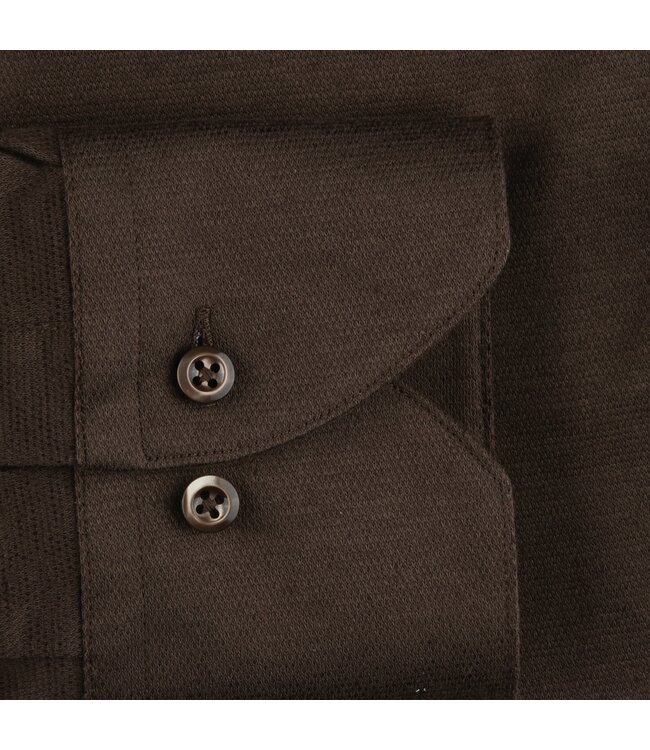 Stenstroms Overhemd, Lange Mouw, Katoen / Linnen Mix, Bruin, Slimline