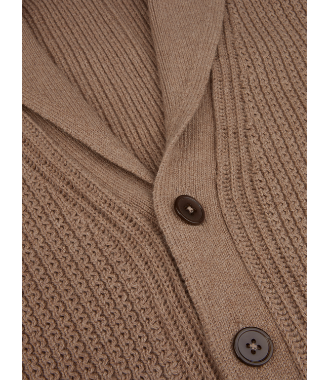 Stenstroms Vest met Knoopsluiting, Sjaalkraag, Katoen Cashmere Mix, Beige