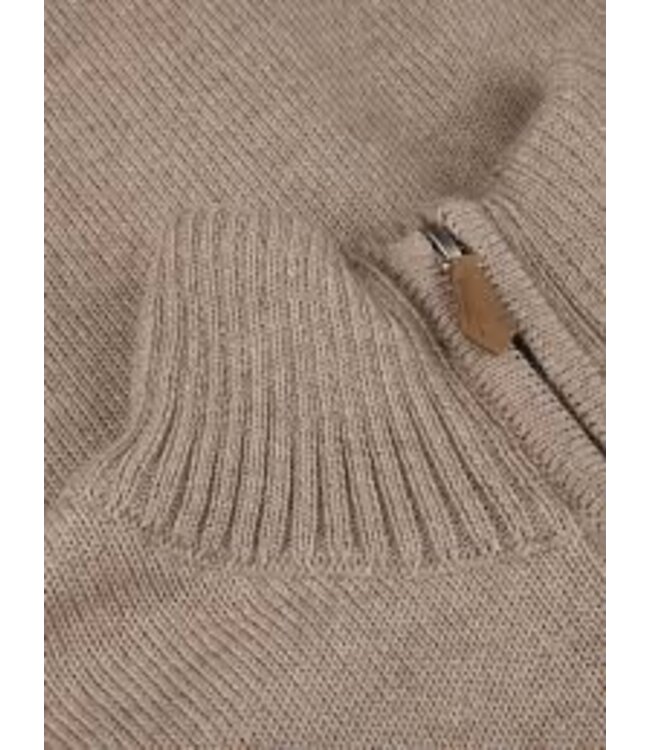 Stenstroms Vest met Rits, Merino Wol, Beige