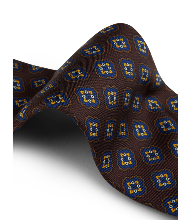 Stenstroms Das, Zijde, Bruin, Blauw, Geel Patroon