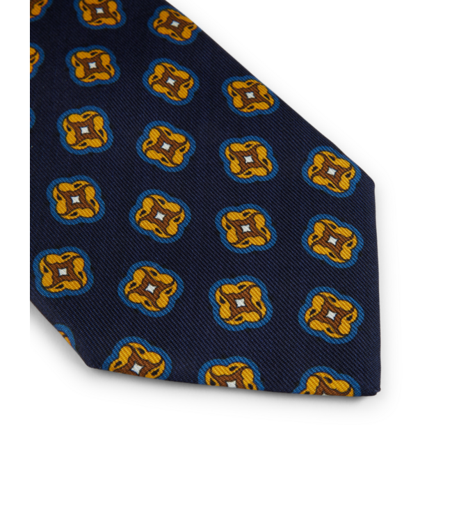 Stenstroms Das, Zijde, Donkerblauw, Geel, Bruin Patroon