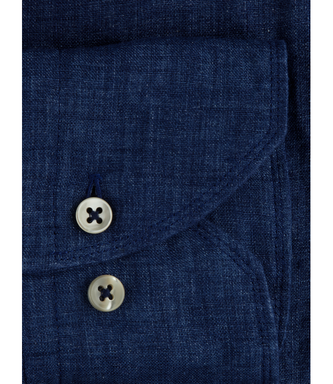 Stenstroms Overhemd, Linnen, Lange Mouw, Slimline, Blauw