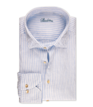Stenstroms Stenstroms, Overhemd,  Linnen, Wit, Lichtblauw Gestreept, Regular Fit