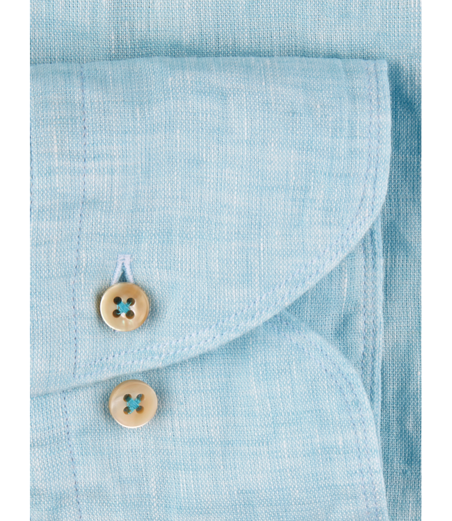 Stenstroms Overhemd, Linnen, Lange Mouw, Slimline, Aquablauw