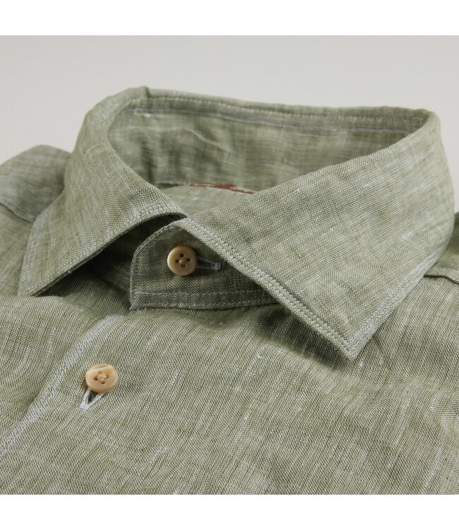 Stenstroms Overhemd, Linnen, Lange Mouw, Slimline, Groen