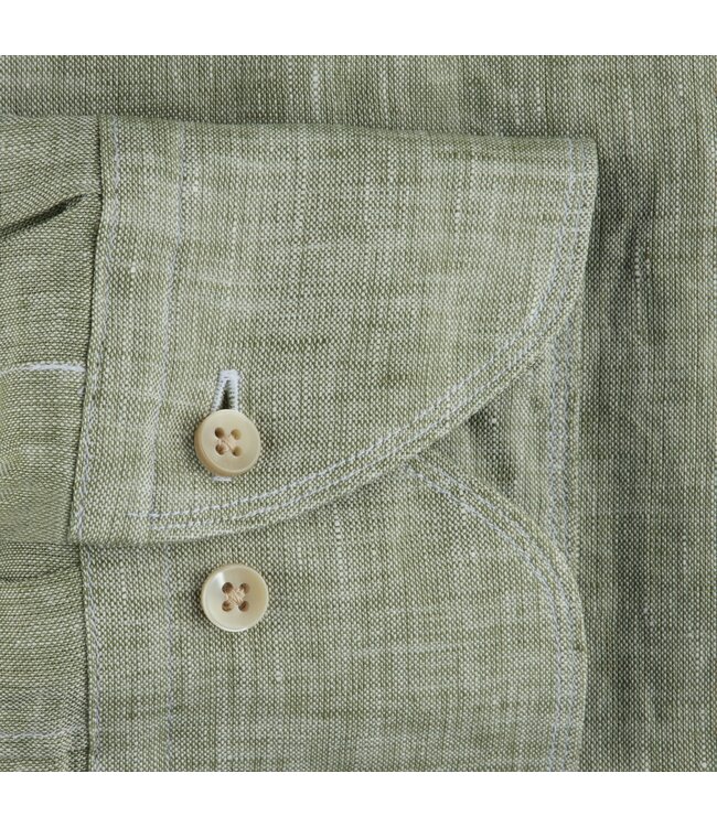 Stenstroms Overhemd, Linnen, Lange Mouw, Slimline, Groen