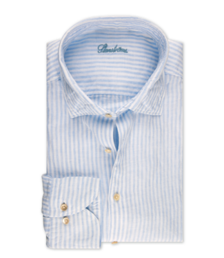 Stenstroms Stenstroms, Overhemd,  Linnen, Wit, Lichtblauw Gestreept , Slimline