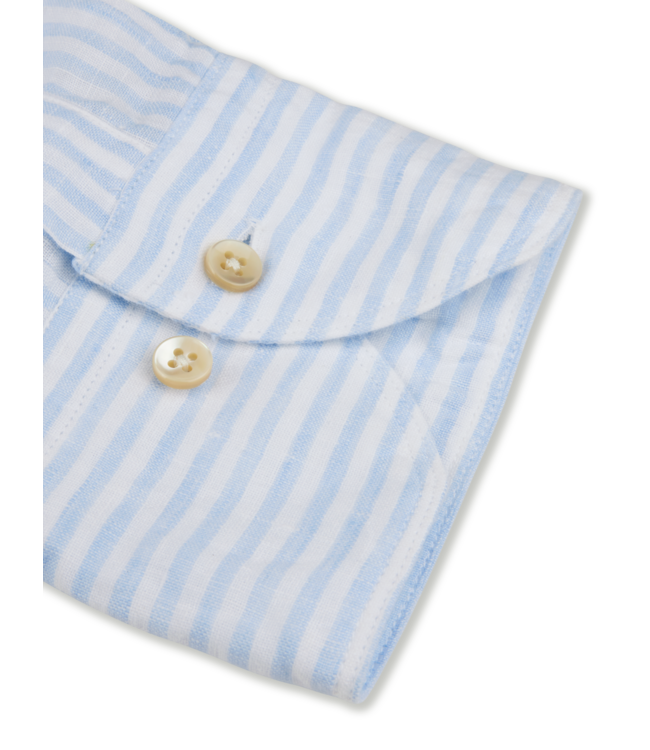 Stenstroms Overhemd,  Linnen, Wit, Lichtblauw Gestreept , Slimline